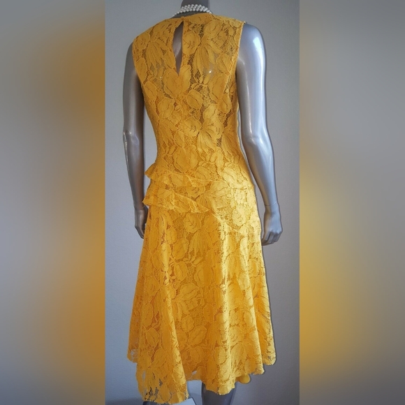 $3,800 NEW OSCAR DE LA RENTA YELLOW FLORAL GUIPURE LACE DRESS GOWN US 6 - Picture 11 of 15
